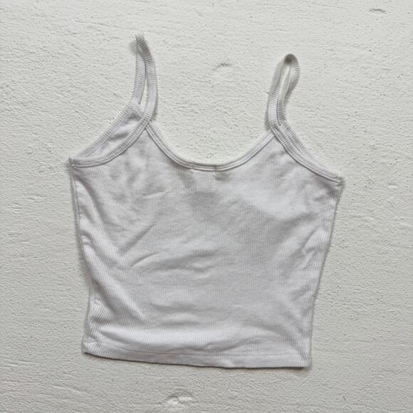 Bozzolo White Ribbed LALA Lashes Crop Tank Top, Size Small - Picture 4 of 4